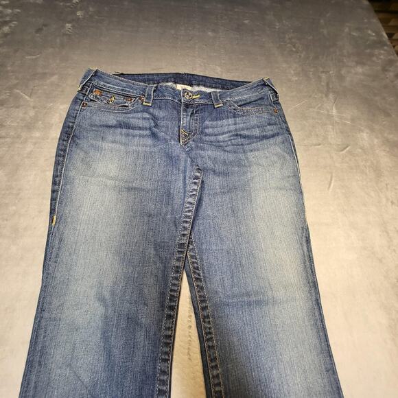 True Religion Jeans Womens 32 Blue Straight Made In USA Stretch Denim Mid Rise - Picture 2 of 11